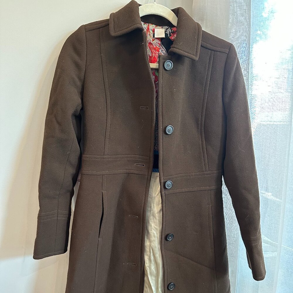 J Crew Women's Button Trench Coat Brown